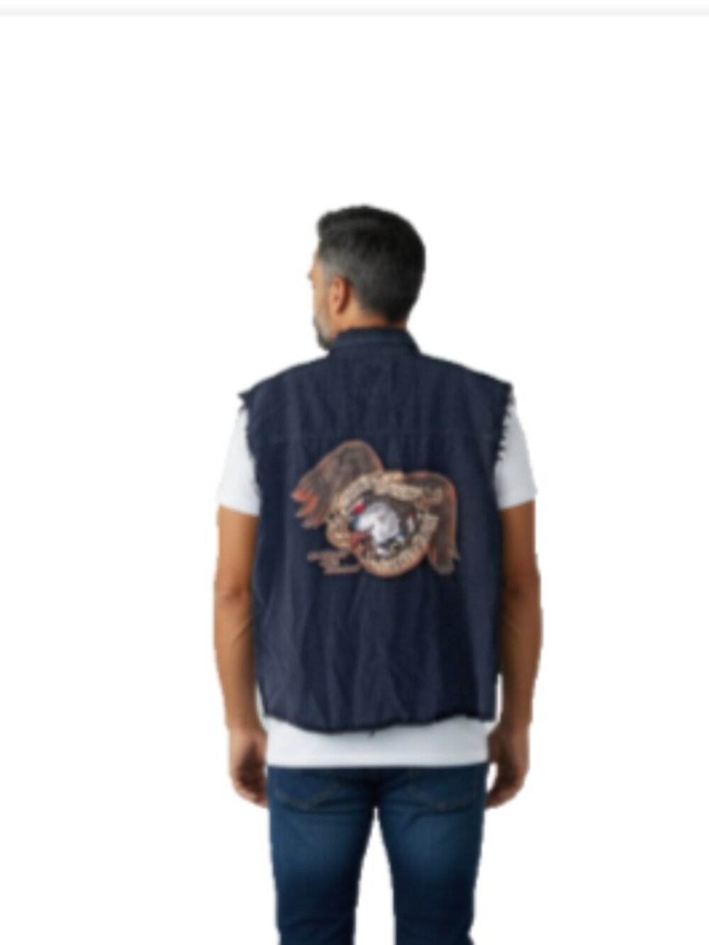 Biker Design Denim Shirt Mens L Black Sleeveless Fringe Myrtle Beach Rally
